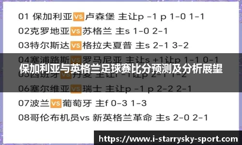 保加利亚与英格兰足球赛比分预测及分析展望